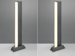 2er Set flache LED Wegeleuchten aus Aluminium in Anthrazit, Höhe 100cm