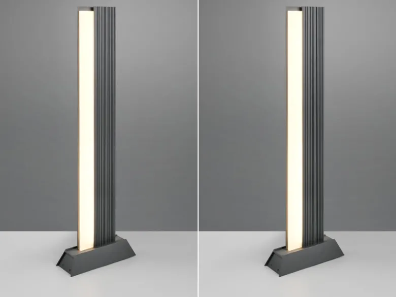 2er Set flache LED Wegeleuchten aus Aluminium in Anthrazit, Höhe 100cm