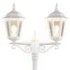 2er-Set 2-flammige Gartenlaterne FIRENZE, E27, Aluminium weiß, inkl. Pfahl