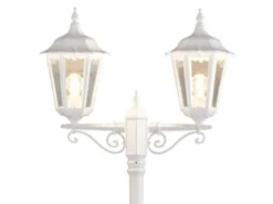 2er-Set 2-flammige Gartenlaterne FIRENZE, E27, Aluminium weiß, inkl. Pfahl