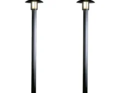 2er Set Gartenlaterne / Mastleuchte HEIMDAL, Höhe 200cm, Alu schwarz / Glas opal