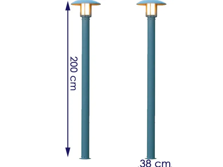 2er Set Gartenlaterne / Mastleuchte HEIMDAL, Höhe 200 cm, Alu silber / Glas opal