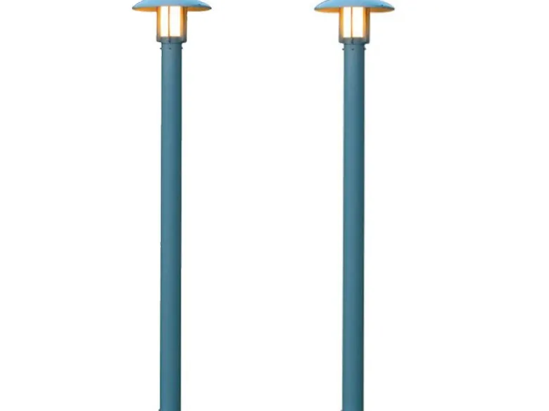 2er Set Gartenlaterne / Mastleuchte HEIMDAL, Höhe 200 cm, Alu silber / Glas opal