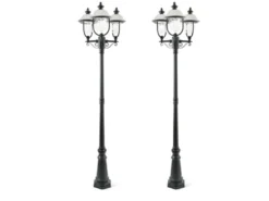 2er-Set Gartenlaterne PARMA, Edelstahl Lampendach, 3 x E27, IP43