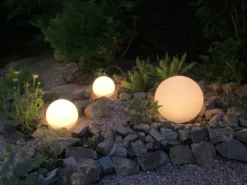 3er SET Garten Solarkugeln mit Fernbedienung dimmbar & RGBW Farbwechsel