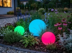 3er SET Garten Solarkugeln mit Fernbedienung dimmbar & RGBW Farbwechsel