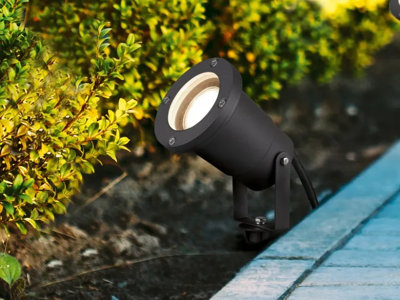 3-er SET Gartenstrahler mit Erdspieß, Anschlusskabel, Stecker & GU10 LED