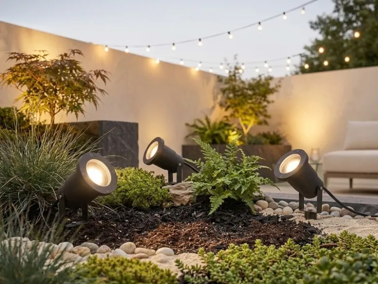 3-er SET Gartenstrahler mit Erdspieß, Anschlusskabel, Stecker & GU10 LED