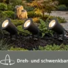 3-er SET Gartenstrahler UBANGI mit Erdspieß Anschlußkabel & Stecker, Länge 11,5m