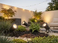 3-er SET Gartenstrahler UBANGI mit Erdspieß Anschlußkabel & Stecker, Länge 11,5m