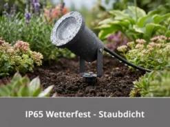 3-er SET Gartenstrahler UBANGI mit Erdspieß Anschlußkabel & Stecker, Länge 11,5m