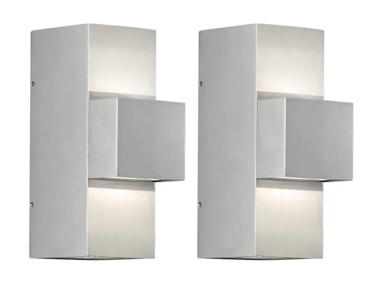 2er-Set graue Wandleuchten IMOLA, Up/Down-light, 9 Watt HP-LED, IP54