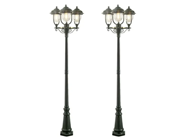 2er-Set grüne Gartenlaterne PARMA aus Aluminium, E27, IP43, H.: 218cm
