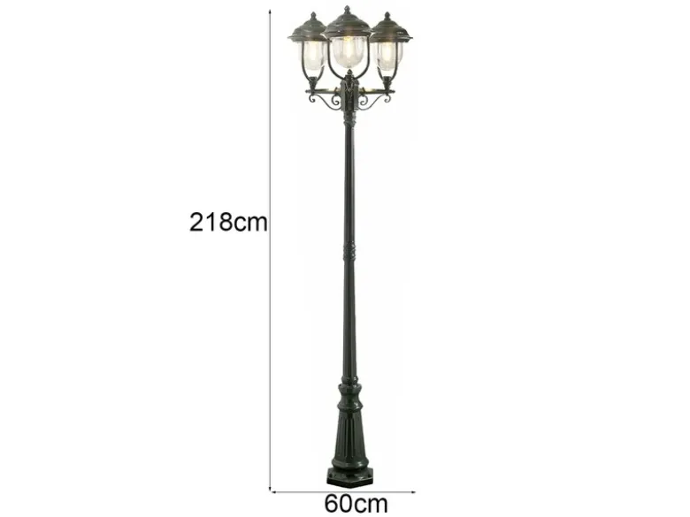 2er-Set grüne Gartenlaterne PARMA aus Aluminium, E27, IP43, H.: 218cm