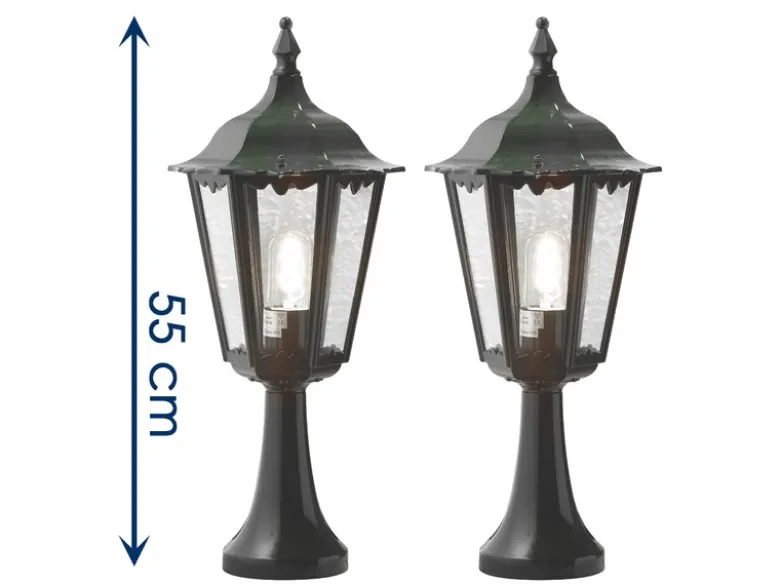 2er-Set grüne Sockelleuchte FIRENZE, E27, Aluminium, Höhe 55 cm