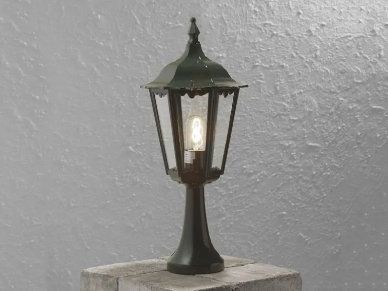 2er-Set grüne Sockelleuchte FIRENZE, E27, Aluminium, Höhe 55 cm