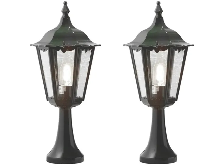 2er-Set grüne Sockelleuchte FIRENZE, E27, Aluminium, Höhe 55 cm