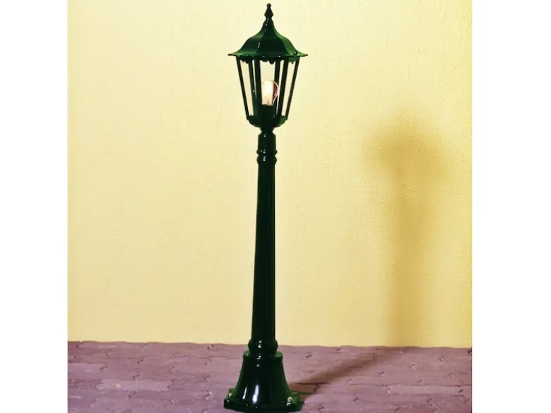 2er-Set grüne Wegeleuchten FIRENZE, E27, Aluminium, inkl. Pfahl und Fundament