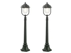 2er-Set grüne Wegeleuchten PARMA aus Aluminium, E27, IP43, H.: 118 cm