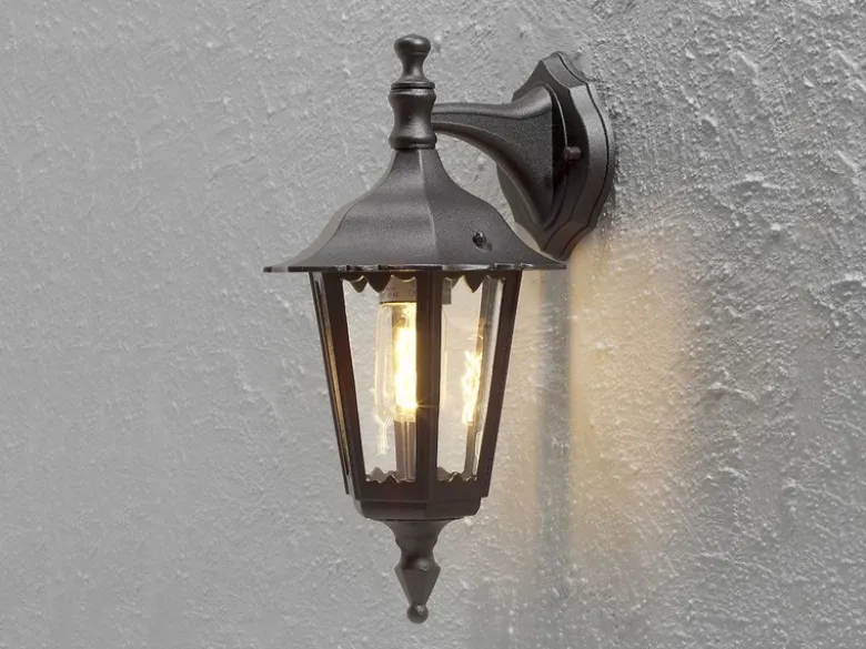 2er-Set hängende Wandleuchten FIRENZE, E27, Aluminium schwarz