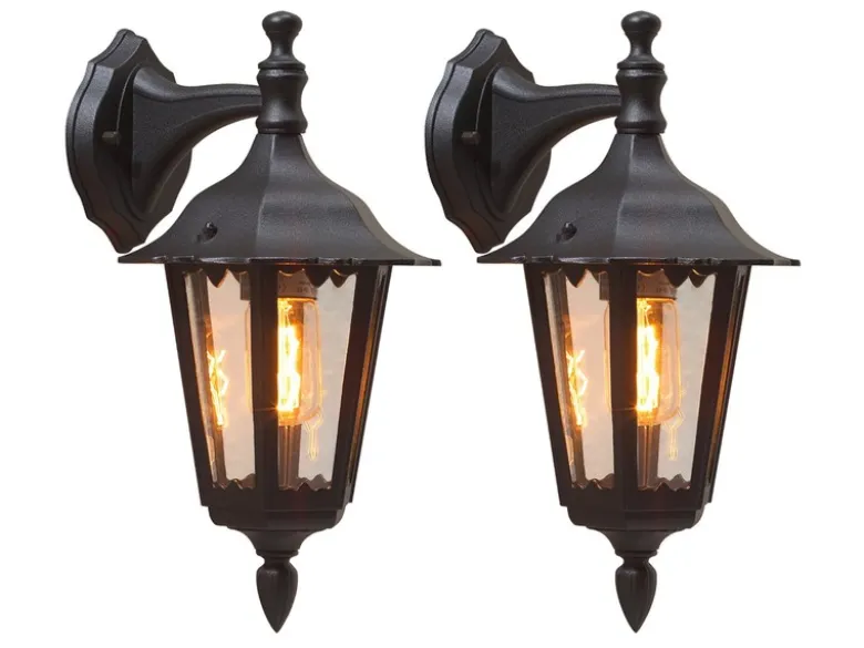 2er-Set hängende Wandleuchten FIRENZE, E27, Aluminium schwarz