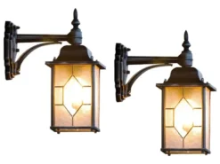 2er-Set hängende Wandleuchten MILANO, E27, Bleikristalloptik, IP23