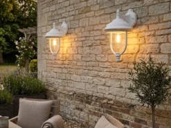 2er-Set hängende Wandleuchten PARMA, Aluminium weiß, E27, IP43
