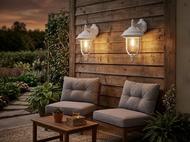 2er-Set hängende Wandleuchten PARMA, Aluminium weiß, E27, IP43