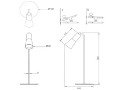 2er SET 3 in 1 LED Akku Tischleuchten mit Klemm- & Klebestation, Schwarz H: 36cm