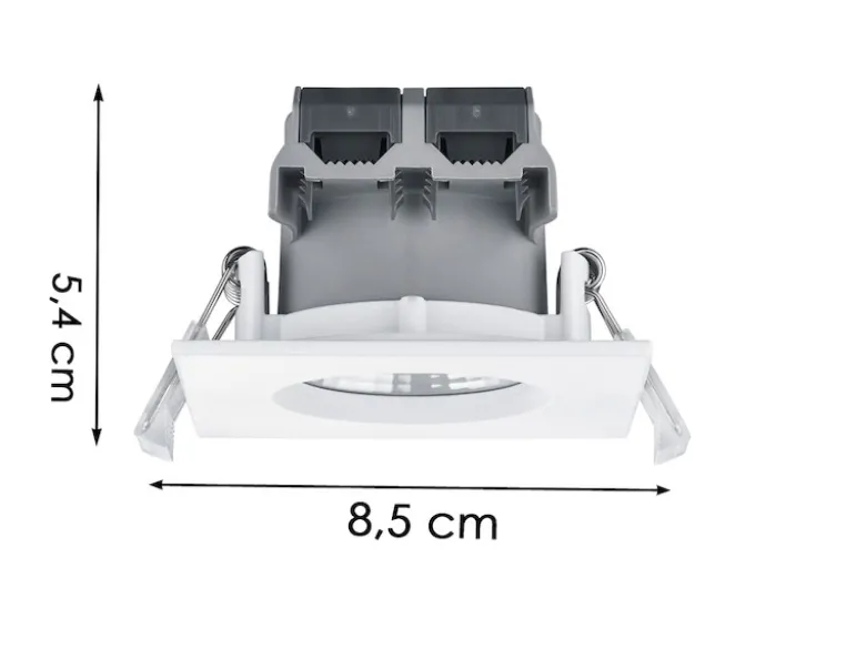 4er SET IP65 LED Deckeneinbaustrahler Weiß eckig, dimmbar, 8,5cm