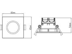 4er SET IP65 LED Deckeneinbaustrahler Silber matt eckig, dimmbar, 8,5cm