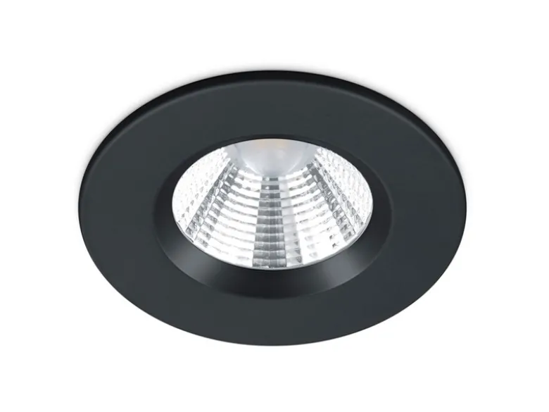 4er SET IP65 LED Deckeneinbaustrahler Schwarz rund, dimmbar, Ø 8,5cm