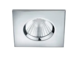 4er SET IP65 LED Deckeneinbaustrahler Silber Chrom eckig, dimmbar, 8,5cm