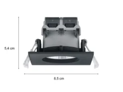4er SET IP65 LED Deckeneinbaustrahler Schwarz eckig, dimmbar, 8,5cm