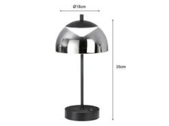 2er SET kabellose Tischlampen Schwarz / Rauchglas dimmbar, Höhe 35cm