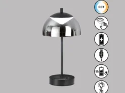 2er SET kabellose Tischlampen Schwarz / Rauchglas dimmbar, Höhe 35cm
