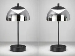 2er SET kabellose Tischlampen Schwarz / Rauchglas dimmbar, Höhe 35cm