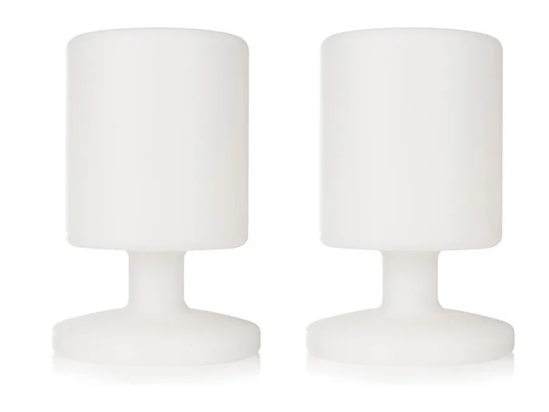 2er SET kleine Akku LED Tischleuchten Outdoor, dimmbar Höhe 25,5cm