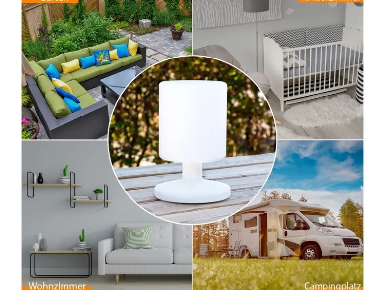 2er SET kleine Akku LED Tischleuchten Outdoor, dimmbar Höhe 25,5cm