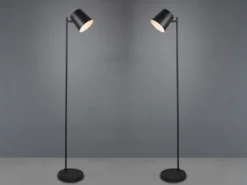 2er SET kleine Akku Stehlampen kabellos - dimmbar, Metall Schwarz, Höhe 125cm