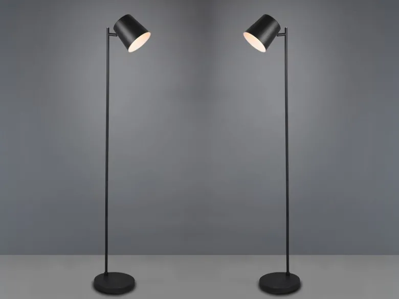 2er SET kleine Akku Stehlampen kabellos - dimmbar, Metall Schwarz, Höhe 125cm