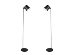 2er SET kleine Akku Stehlampen kabellos - dimmbar, Metall Schwarz, Höhe 125cm