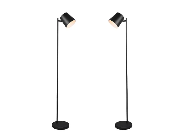 2er SET kleine Akku Stehlampen kabellos - dimmbar, Metall Schwarz, Höhe 125cm