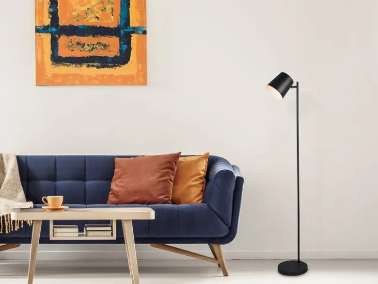 2er SET kleine Akku Stehlampen kabellos - dimmbar, Metall Schwarz, Höhe 125cm