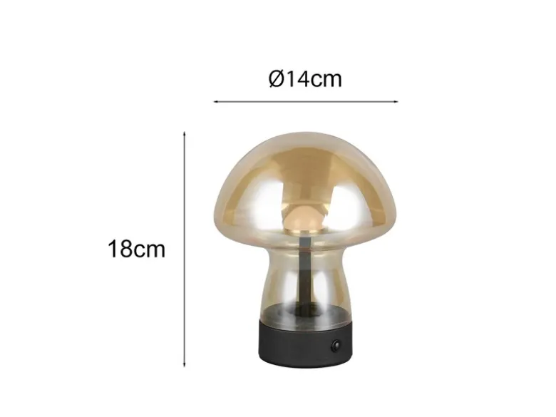2er SET kleine Akku Tischleuchten aus Glas Bernsteinfarben, Höhe 18cm