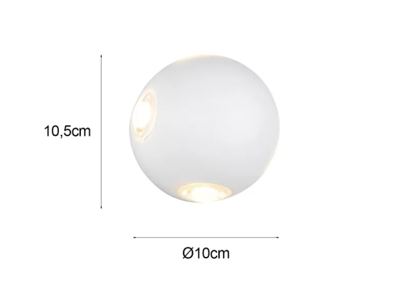 2er SET kleine LED Außenwandleuchten 4 flammig, Kugel in Weiß Ø 10cm