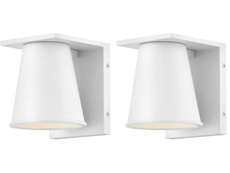2er SET kleine LED Außenwandleuchten Weiß, Salzluft resistent Höhe 15,5cm