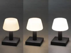 2er Set kleine LED Outdoor Tischleuchten per USB aufladbar, Anthrazit H: 19cm