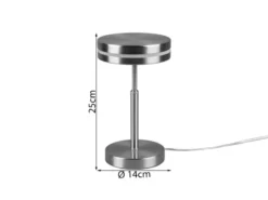 2-er Set kleine LED Tischleuchten rund, Silber, Höhe 25cm