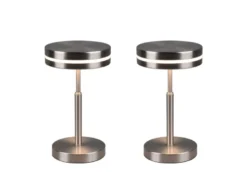 2-er Set kleine LED Tischleuchten rund, Silber, Höhe 25cm